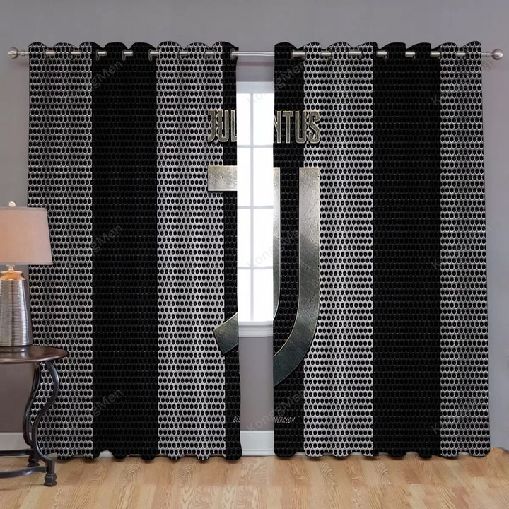Juventus Fc Logo Window Curtains - White Black Metal Mesh Blackout Curtains, Living Room Curtains For Window
