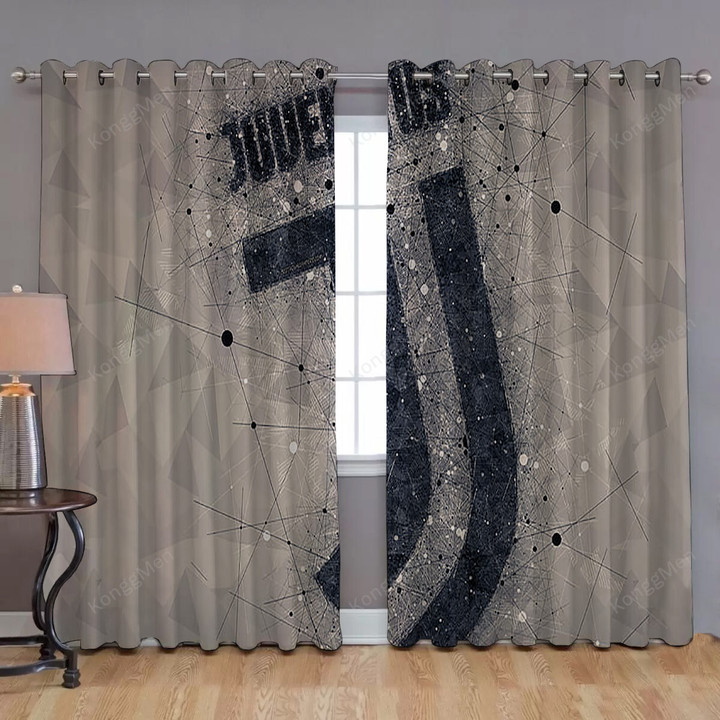 Juventus Fc Italian Football Club Window Curtains - Gray Abstract Blackout Curtains, Living Room Curtains For Window