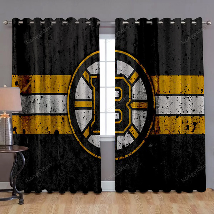 Boston Bruins Football Window Curtains - Blackout Curtains, Living Room Curtains For Window