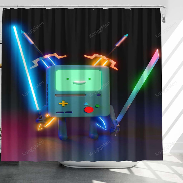 Bmo Warrior Shower Curtains - Adventure Time Robot Bathroom Curtains, Home Decor