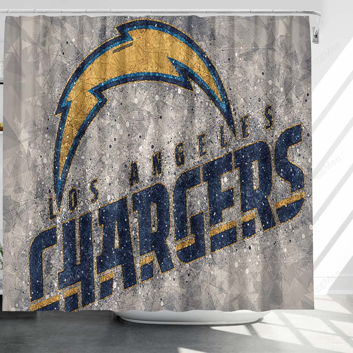 Los Angeles Chargers Logo Shower Curtains - Geometric Bathroom Curtains, Home Decor