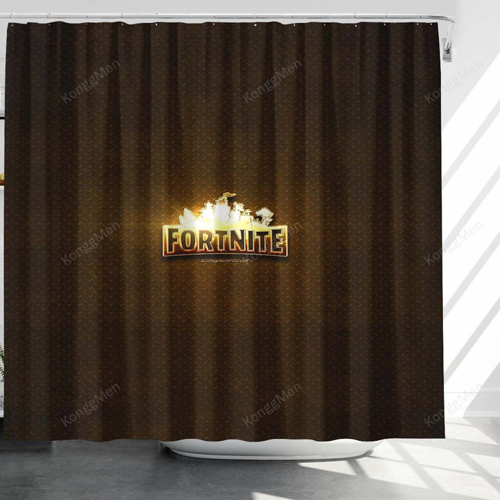 Fortnite Golden Logo Shower Curtains - Bathroom Curtains, Home Decor