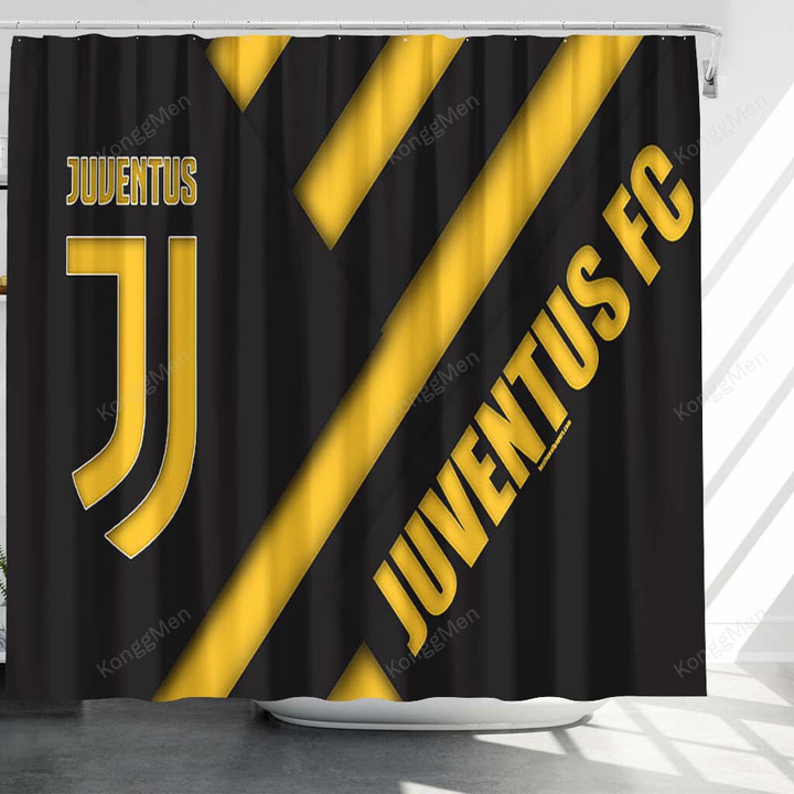Juventus Fc Material Design Shower Curtains - Serie A Bathroom Curtains, Home Decor