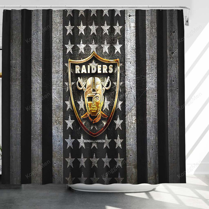 Oakland Raiders Flag Shower Curtains - Nfl Bathroom Curtains, Home Decor
