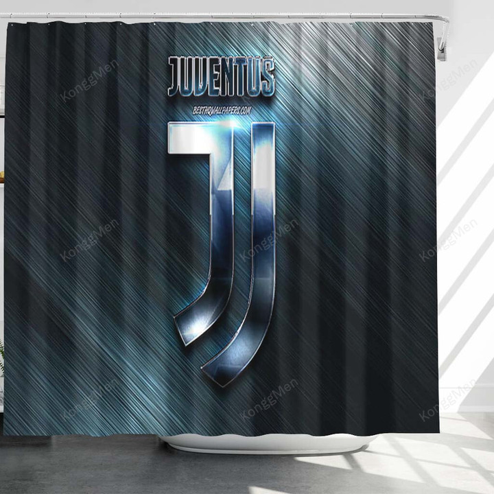 Juventus Metal New Logo Shower Curtains - Italian Football Club Bathroom Curtains, Home Decor