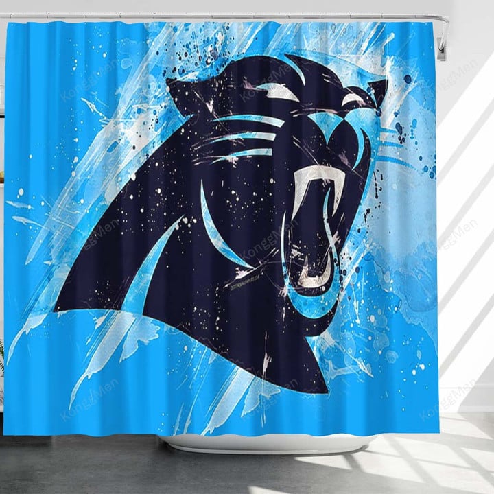 Carolina Panthers Logo Shower Curtains - Grunge Bathroom Curtains, Home Decor