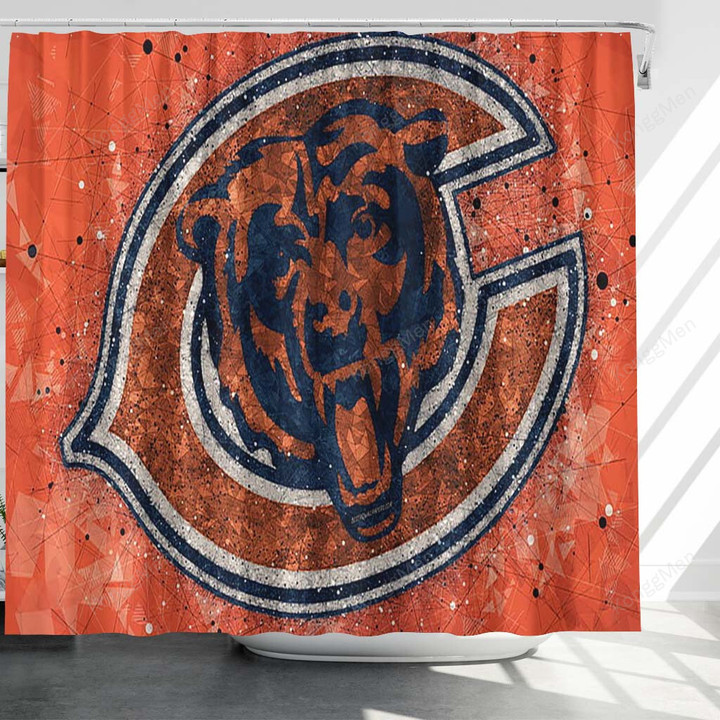 Chicago Bears Logo Shower Curtains - Geometric Bathroom Curtains, Home Decor