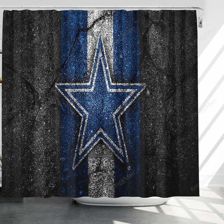 Dallas Cowboys Shower Curtains - Black Stone Bathroom Curtains, Home Decor