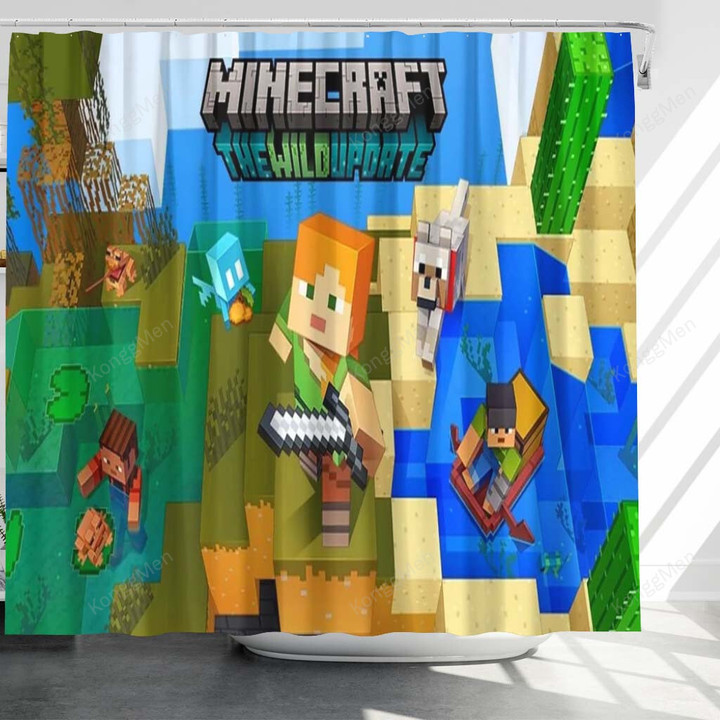 World Gamers Call For Minecraft Rescue Shower Curtains - Bathroom Curtains, Home Decor
