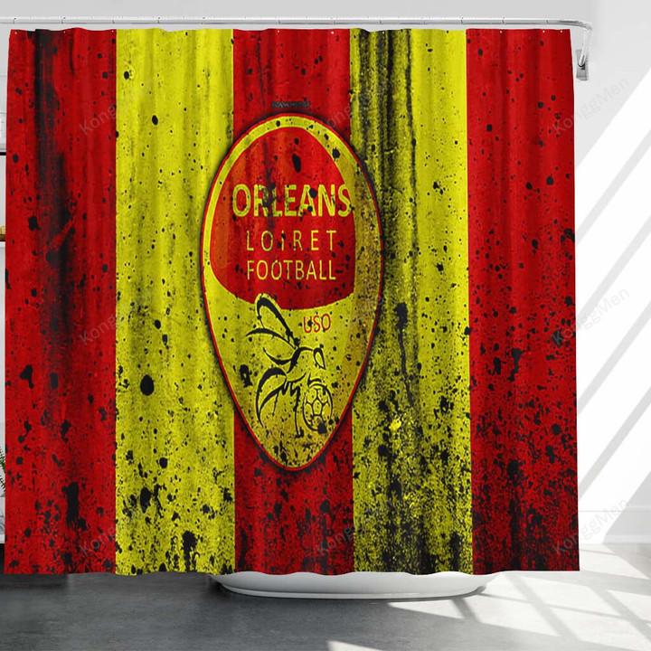Fc Orleans Logo Shower Curtains - Ligue 2 France Bathroom Curtains, Home Decor