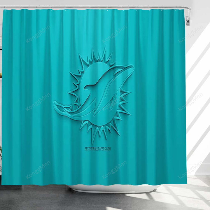 Miami Dolphins Shower Curtains - American Football Club Bathroom Curtains, Home Decor