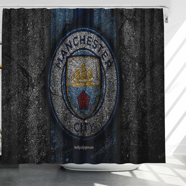 Manchester City Fc Logo Shower Curtains - Premier League Bathroom Curtains, Home Decor