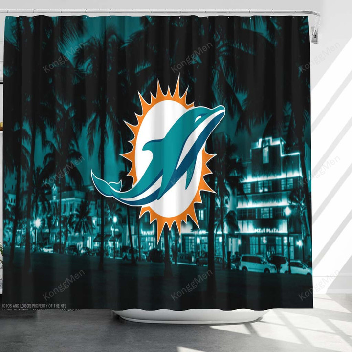 Miami Dolphins Shower Curtains - Bathroom Curtains, Home Decor