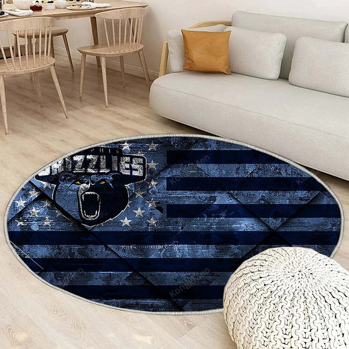 Memphis Grizzlies American Basketball Clubrug Round, Rugs - Grunge Grunge American Flag Rug Round Living Room, Carpet, Rug