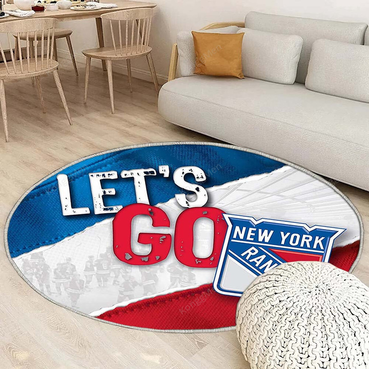 New York Rangers Rug Round, Rugs - Hockey Rangers York New2002 Rug Round Living Room, Carpet, Rug
