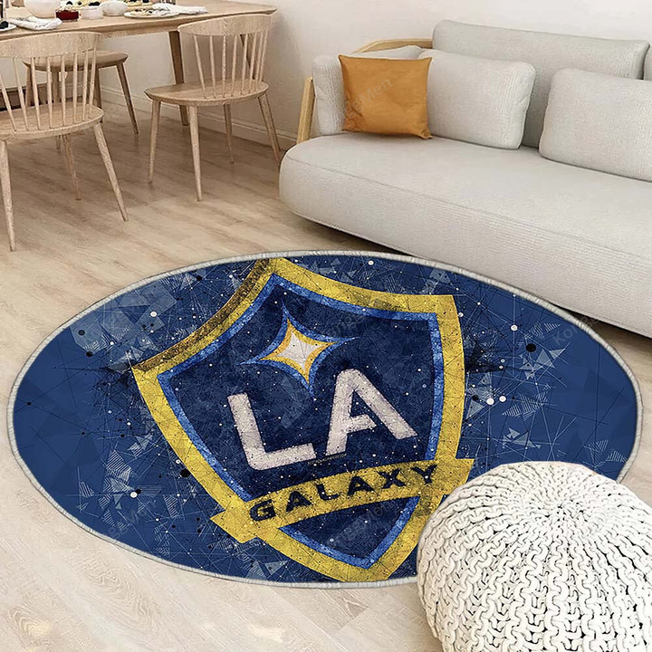 Los Angeles Galaxyrug Round, Rugs - La Galaxy American Soccer Club Geometric Abstraction Rug Round Living Room, Carpet, Rug