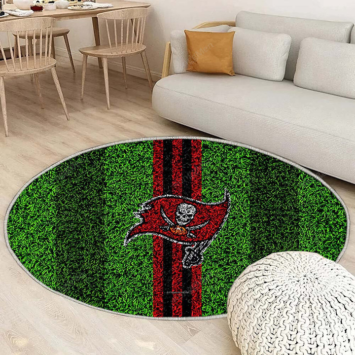 Tampa Bay Buccaneersrug Round, Rugs - Grass Football Lawn Rug Round Living Room, Carpet, Rug