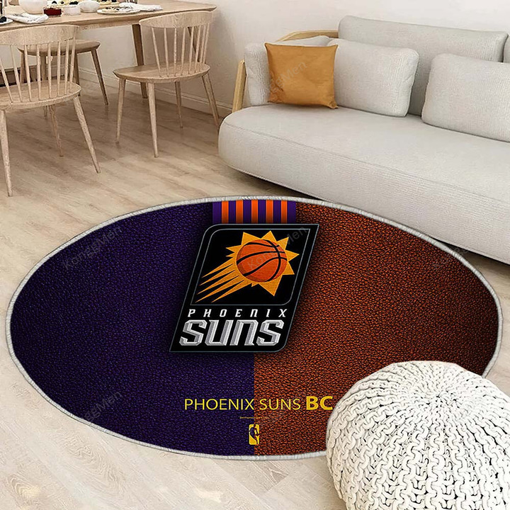 Phoenix Sunsrug Round, Rugs - Basketball Club Nba Basketball Rug Round Living Room, Carpet, Rug