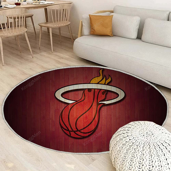 Miami Heat Rug Round, Rugs - Red Miami Heat Rug Round Living Room, Carpet, Rug