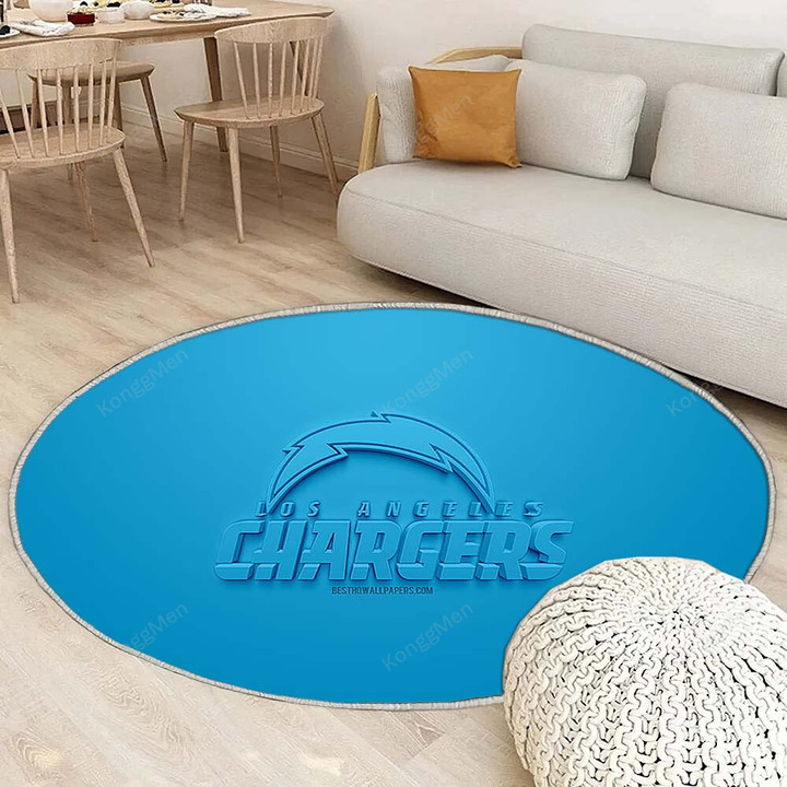 Los Angeles Chargersrug Round, Rugs - American Football Club 3D Blue Rug Round Living Room, Carpet, Rug