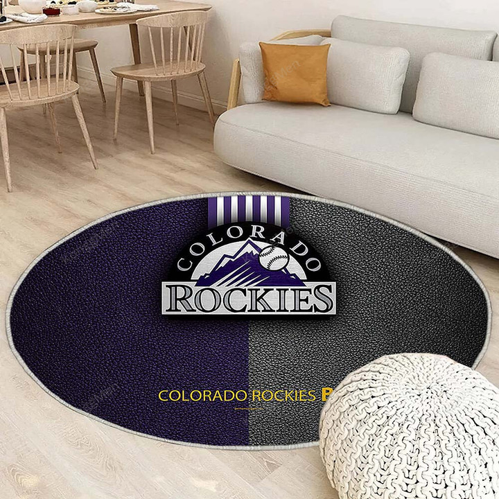 Colorado Rockies American Baseball Clubrug Round, Rugs - National League Leather Mlb Rug Round Living Room, Carpet, Rug
