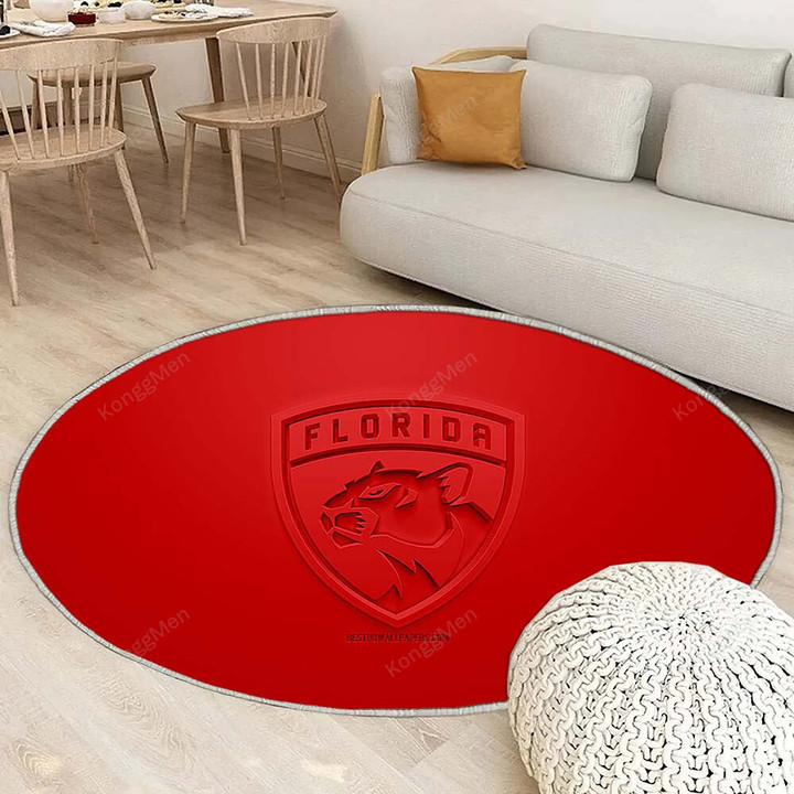 Florida Panthersrug Round, Rugs - American Hockey Club 3D Red Rug Round Living Room, Carpet, Rug