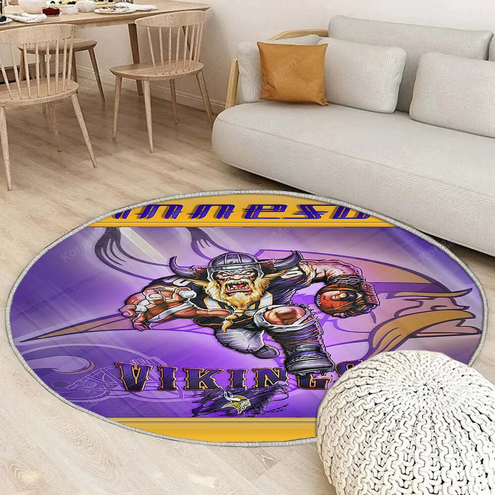 Minnesota Vikingsrug Round, Rugs - Football Sports Nfl Rug Round Living Room, Carpet, Rug