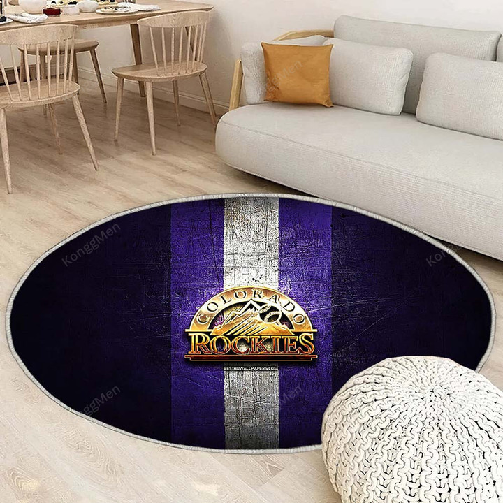 Colorado Rockiesrug Round, Rugs - Golden Mlb Violet Metal Rug Round Living Room, Carpet, Rug