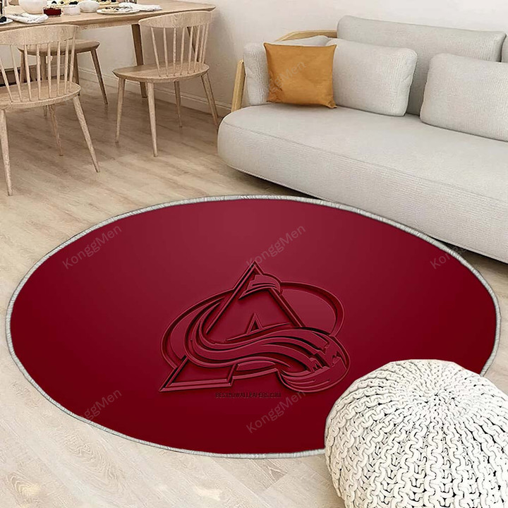 Colorado Avalancherug Round, Rugs - American Hockey Club 3D Burgundy Rug Round Living Room, Carpet, Rug
