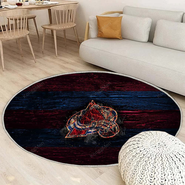 Colorado Avalancherug Round, Rugs - Fire Logo Rug Round Living Room, Carpet, Rug