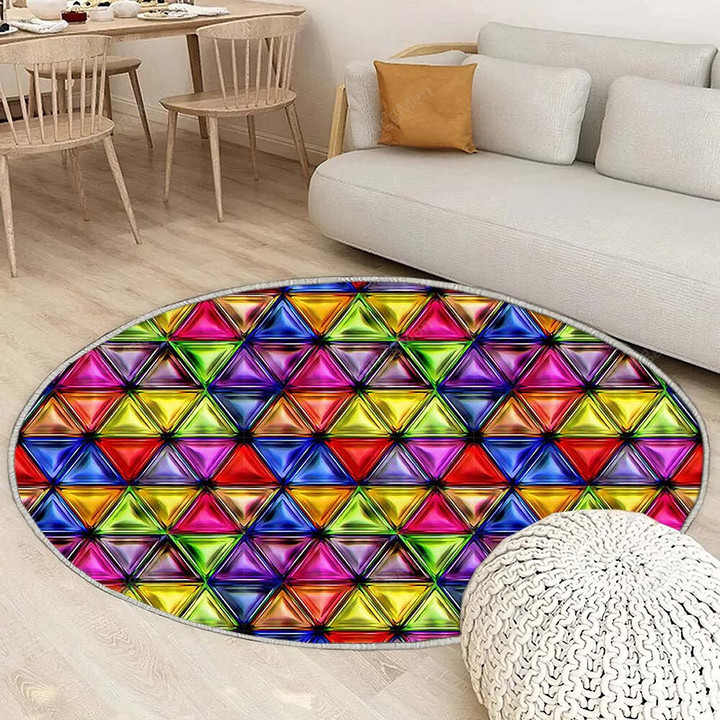 Colorful Mosaic Artworkrug Round, Rugs - Mosaic Texture Rug Round Living Room, Carpet, Rug