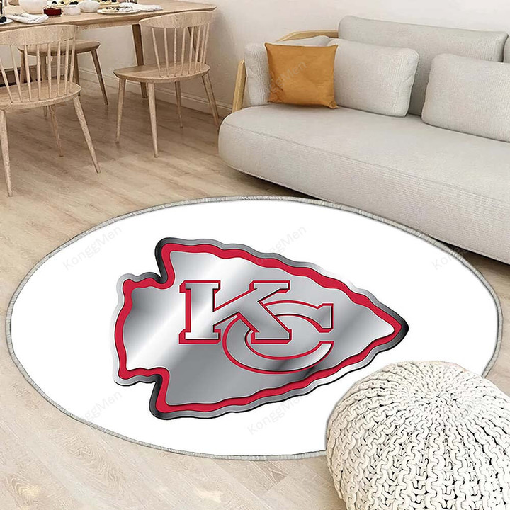 Footballrug Round, Rugs - Kansas City Chiefs Nfl1008 Rug Round Living Room, Carpet, Rug