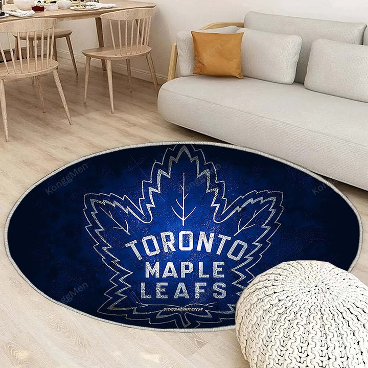 Toronto Maple Leafsrug Round, Rugs - American Hockey Team Blue Stone Toronto Maple Leafs Rug Round Living Room, Carpet, Rug
