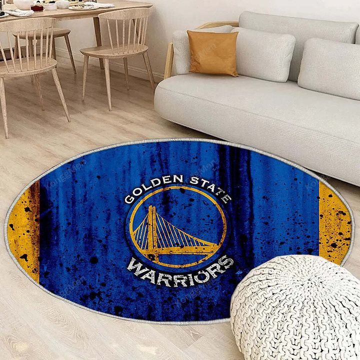 Golden State Warriorsrug Round, Rugs - Team Nba Basketball Rug Round Living Room, Carpet, Rug