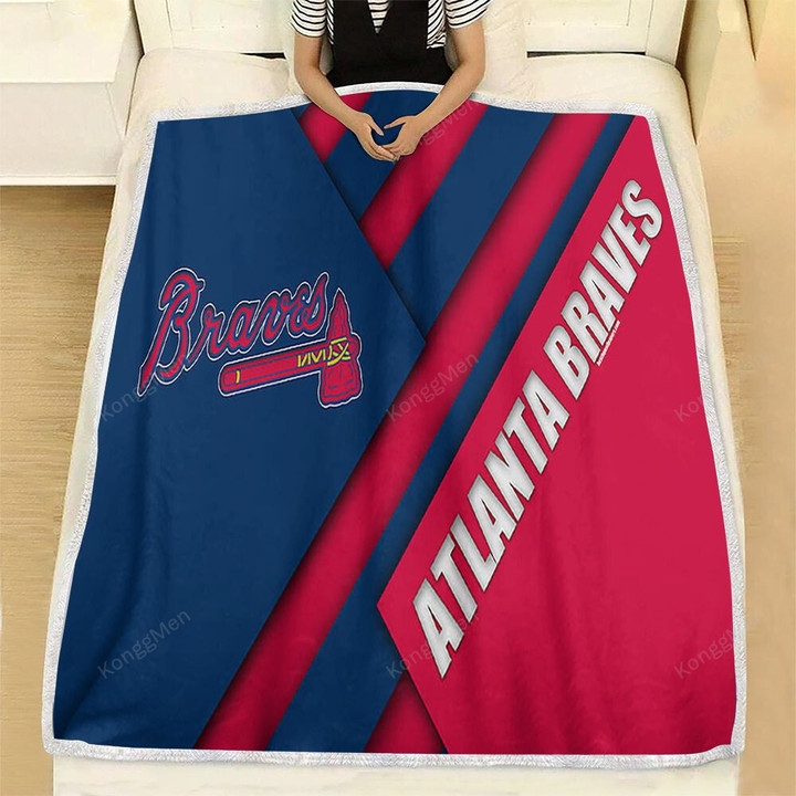 Atlanta Braves Fleece Blanket - Mlb Red Blue Abstraction Baseball  Soft Blanket, Warm Blanket