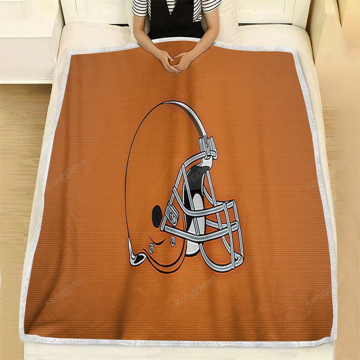 American Football Cleveland Browns Brown Helmet  Fleece Blanket - Brown Cleveland Browns  Soft Blanket, Warm Blanket