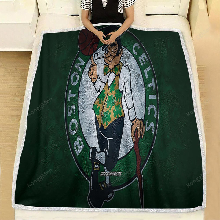 Boston Celtics Fleece Blanket - American Basketball Team Green Stone Boston Celtics Soft Blanket, Warm Blanket
