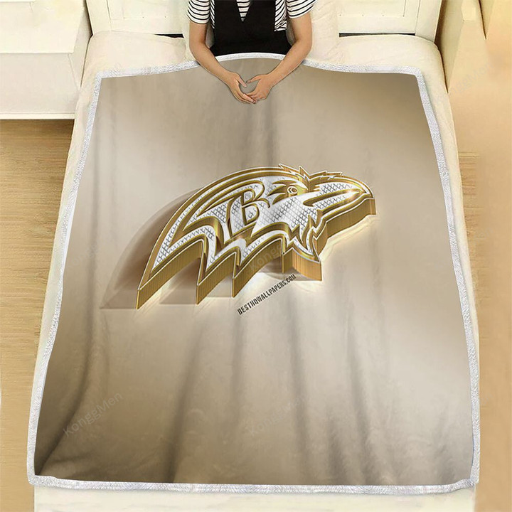 Baltimore Ravens Fleece Blanket - American Football Club Nfl Golden Silver Soft Blanket, Warm Blanket