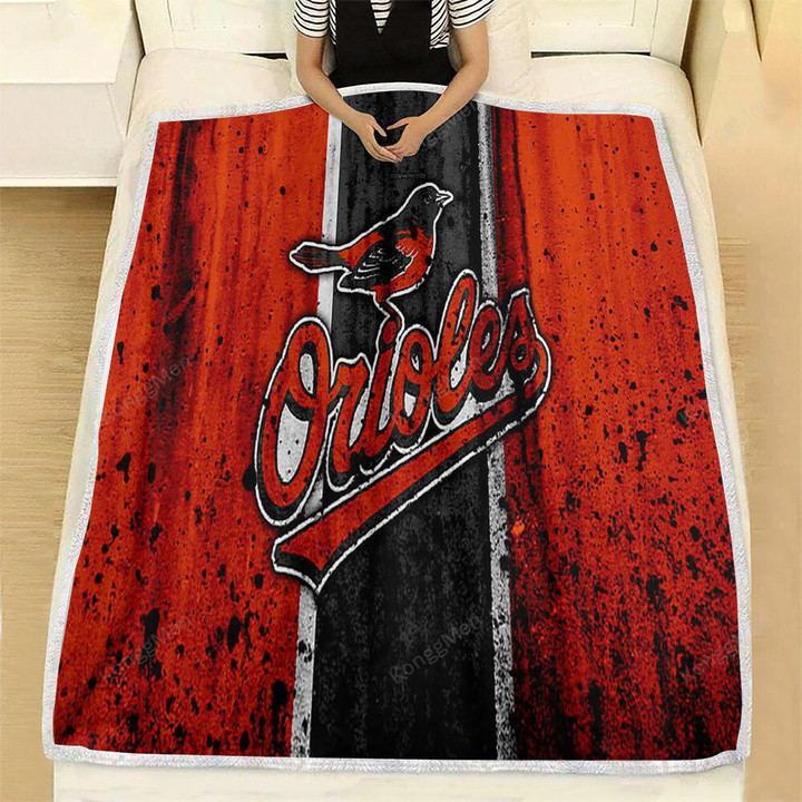 Baltimore Orioles Fleece Blanket - Grunge Baseball Club Mlb Soft Blanket, Warm Blanket
