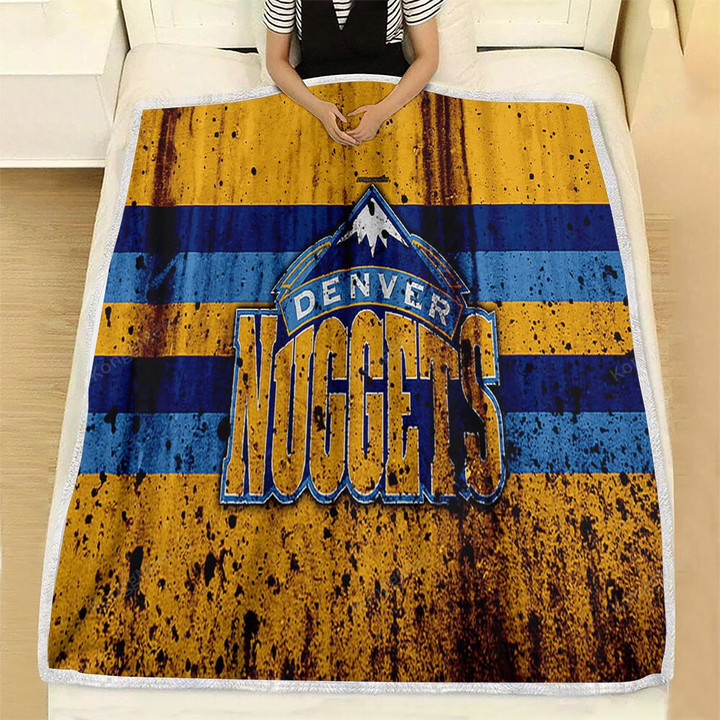 Denver Nuggets Fleece Blanket - Grunge Nba Basketball Club Soft Blanket, Warm Blanket