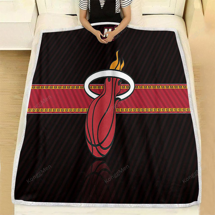 Miami Heat  Fleece Blanket - Black Basketball Sports  Soft Blanket, Warm Blanket