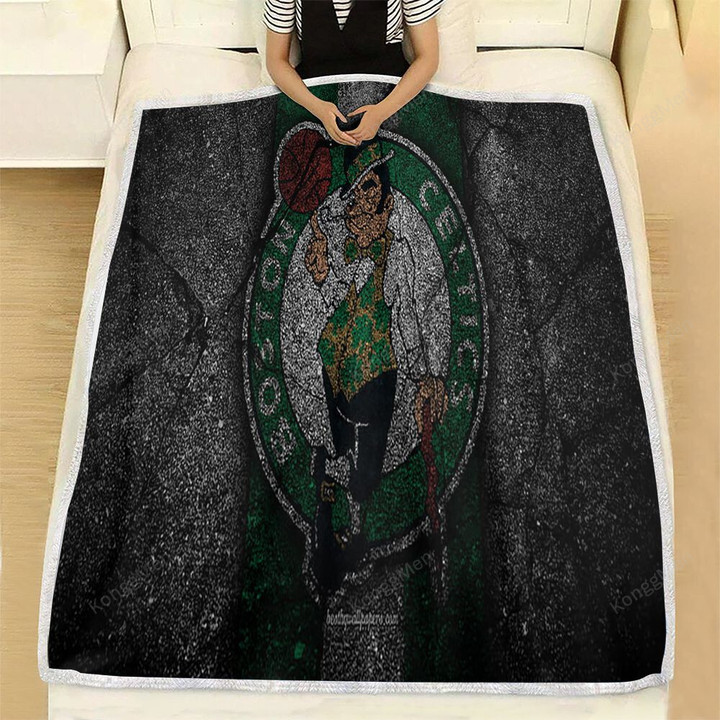 Boston Celtics Fleece Blanket - Nba Black Stone Basketball Soft Blanket, Warm Blanket