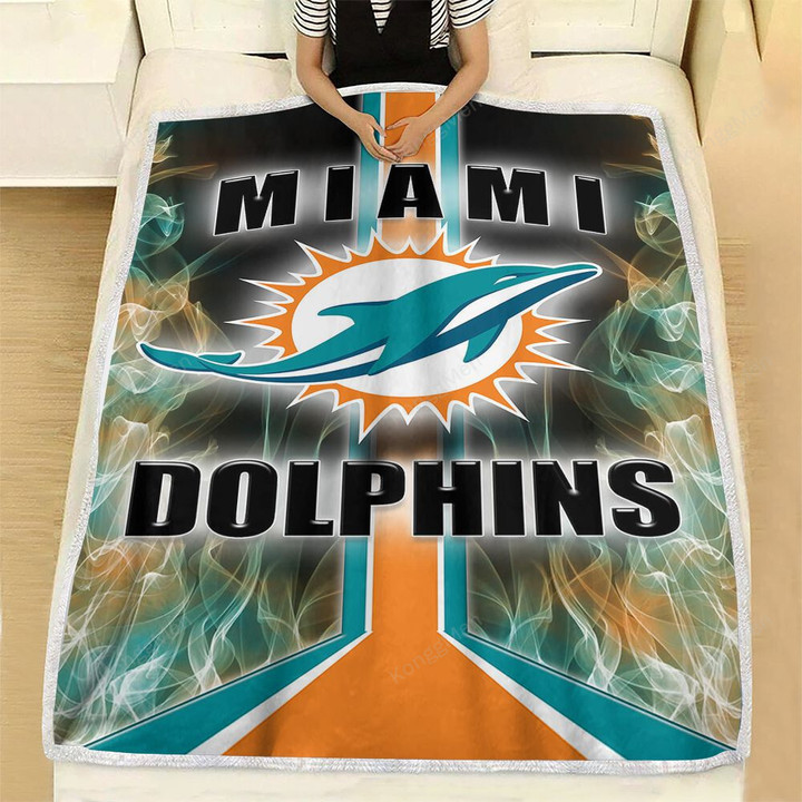 Miami Dolphins Flame Fleece Blanket - Florida Football Nfl Soft Blanket, Warm Blanket