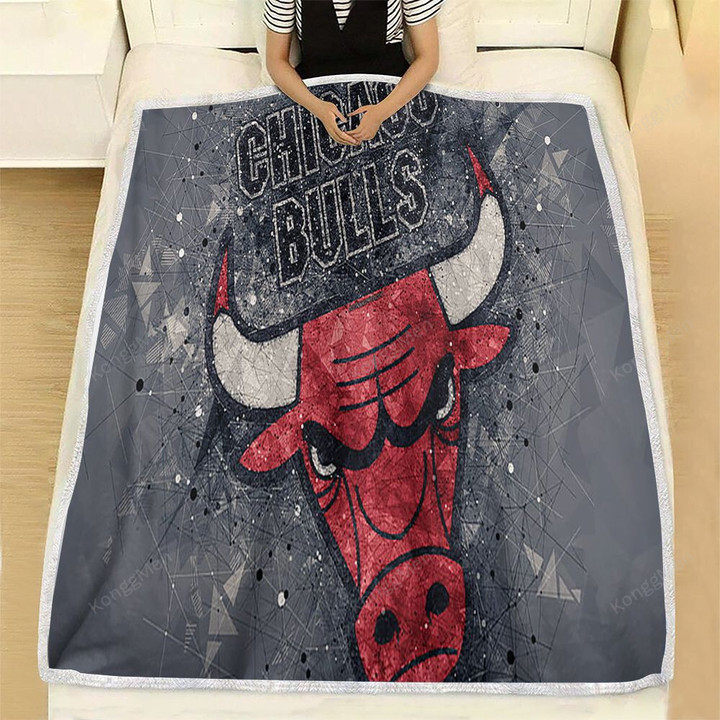Chicago Bulls  Fleece Blanket - American Basketball Club Geometric  Soft Blanket, Warm Blanket