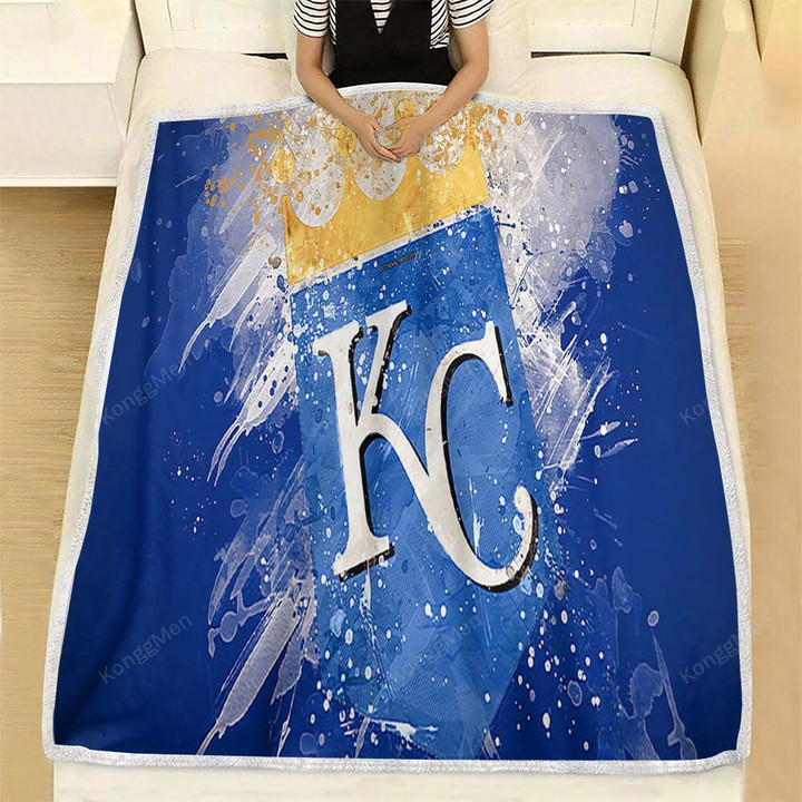 Kansas City Royals Grunge  Fleece Blanket - American Baseball Club Mlb Blue  Soft Blanket, Warm Blanket