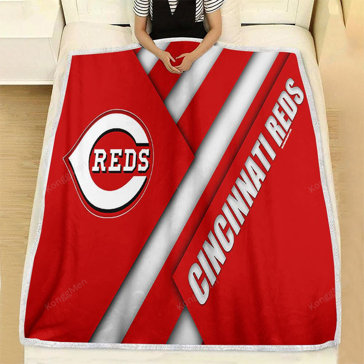 Cincinnati Reds Fleece Blanket - Mlb Red White Abstraction Baseball Soft Blanket, Warm Blanket