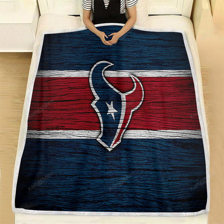 Houston Texans Fleece Blanket - Nfl Wooden American Football  Soft Blanket, Warm Blanket