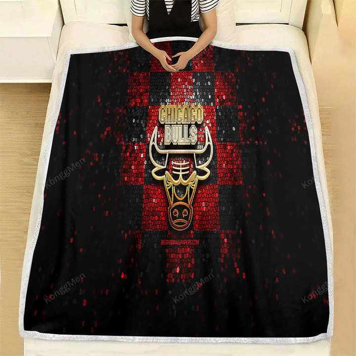 Chicago Bulls Fleece Blanket - Glitter Nba Red Black Checkered  Soft Blanket, Warm Blanket