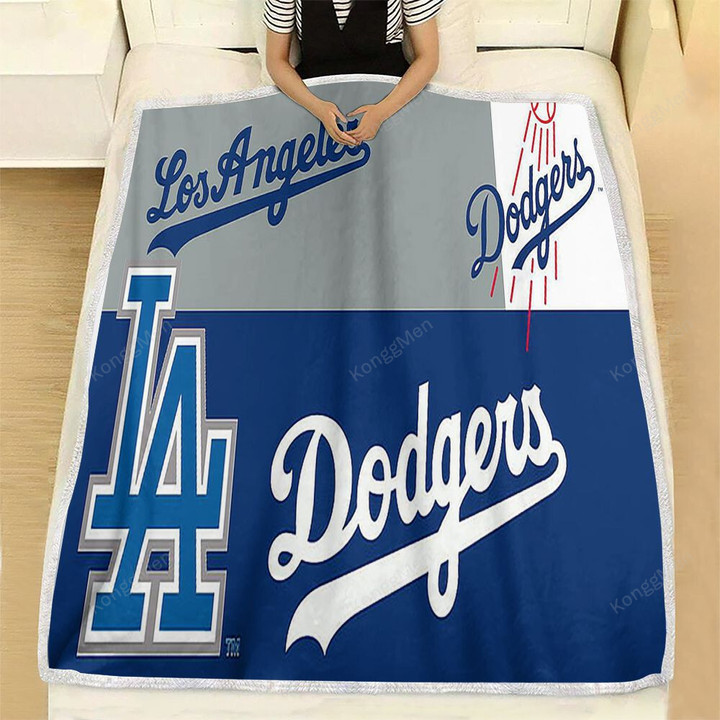 Los Angeles Dodgers On Gray White And Blue S Dodgers Fleece Blanket -  Soft Blanket, Warm Blanket