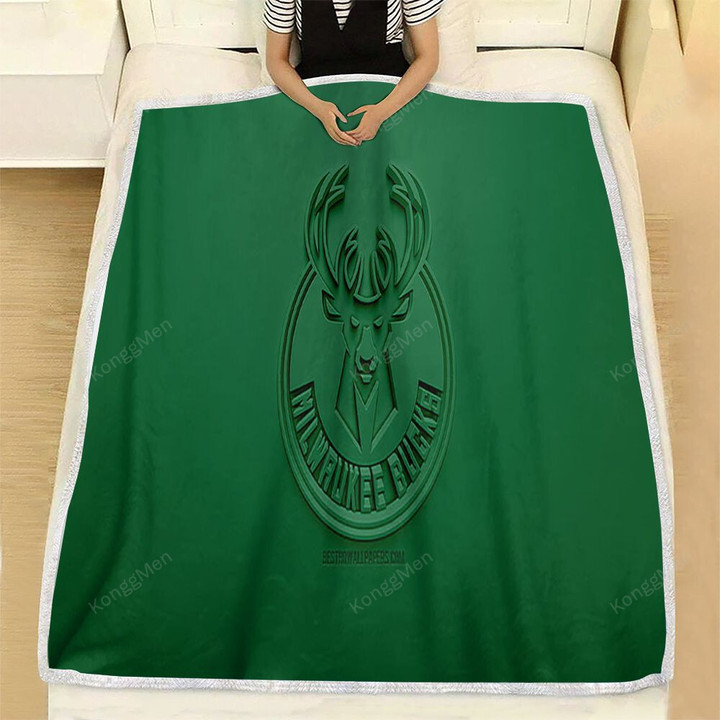 Milwaukee Bucks Fleece Blanket - 3D Green 3D  Soft Blanket, Warm Blanket